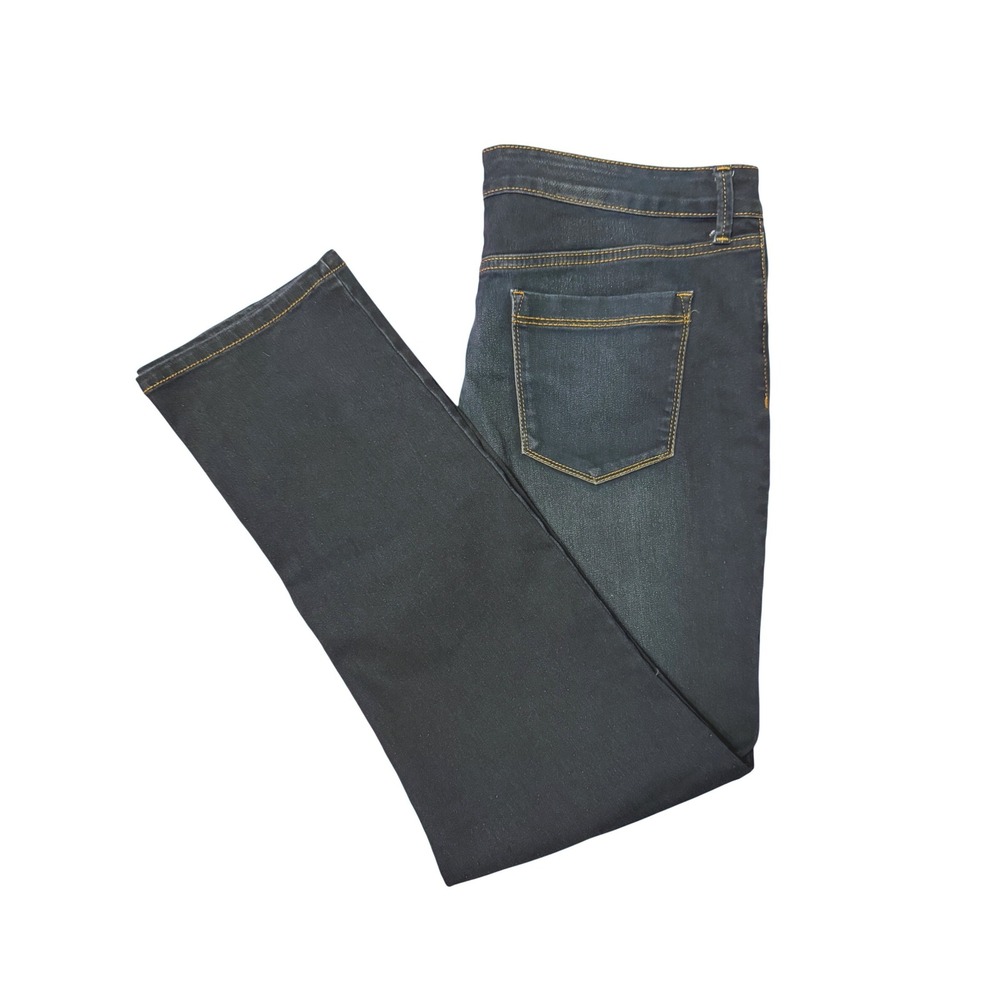 Bandolino Amy Straight Leg Jeans Womens Dark Indigo Blue Stretch Denim Pants 14
